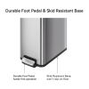 Kitchen Trash Can, 13.2 Gallon Stainless Steel Slim Step Garbage Bin with Soft Close Lid, Silver