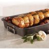 Bakeware 11x15 Inch Nonstick Roaster with Flat Rack, Dishwasher Safe and Oven Safe to 450°F, Gray
