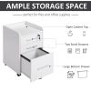 3 Drawer File Cabinet with Lock and Edged Top, Lockable Filing Cabinet on Wheels with Hanging Bars for Letter and A4 Size, White