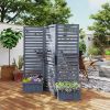 Wood Privacy Screen w/ 4 Planter Box, Raised Bed w/ 3 Panels & Drainage Holes