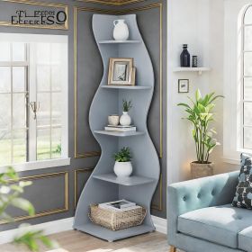 Modern Wall Corner Bookshelf Bookcase (Main Material: Wood, Main Color: Blue)