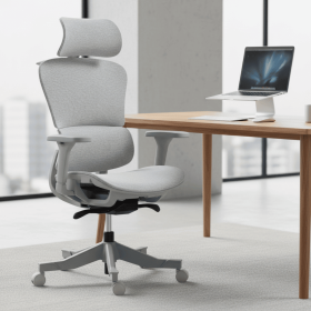 Ergonomic Office Chair with Adjustable Height & Lumbar Support | Breathable Mesh, Smooth Rolling Casters (Color: grey)
