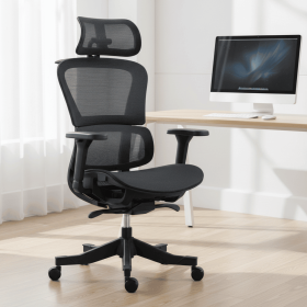 Ergonomic Office Chair with Adjustable Height & Lumbar Support | Breathable Mesh, Smooth Rolling Casters (Color: Black)