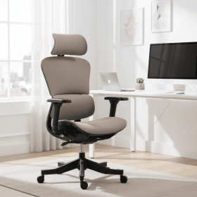 Ergonomic Office Chair with Adjustable Height & Lumbar Support | Breathable Mesh, Smooth Rolling Casters (Color: Brown)