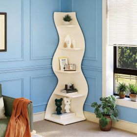Modern Wall Corner Bookshelf Bookcase (Main Material: Wood, Main Color: White)