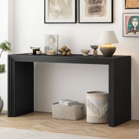 Modern Style Console Table made of Paulownia Solid Wood Veneer,Suitable for Foyer, Living Room, or Entryway (Material: MDF, Color: Black)